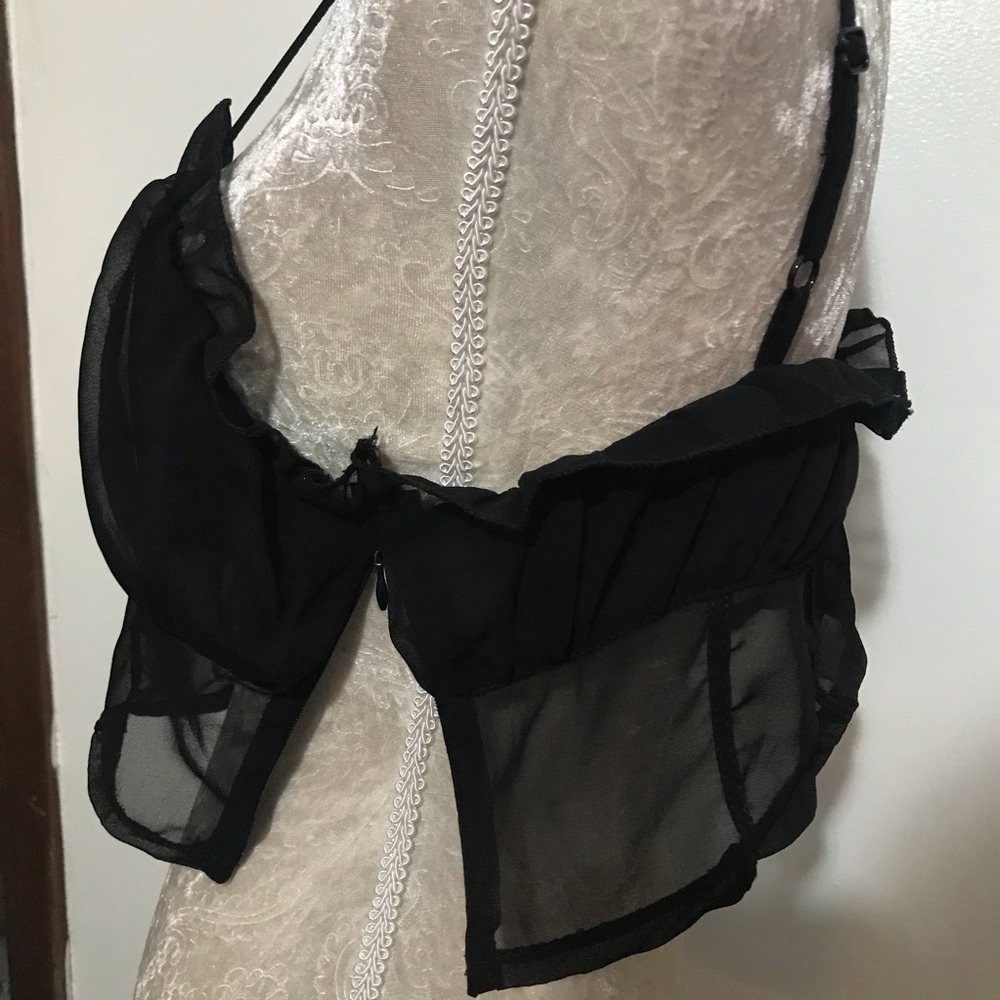 Sheer Black Ruffle Crop Top - Picture 5 of 8